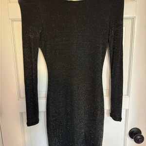 Lulu's Shimmering Black Long Sleeve Dress